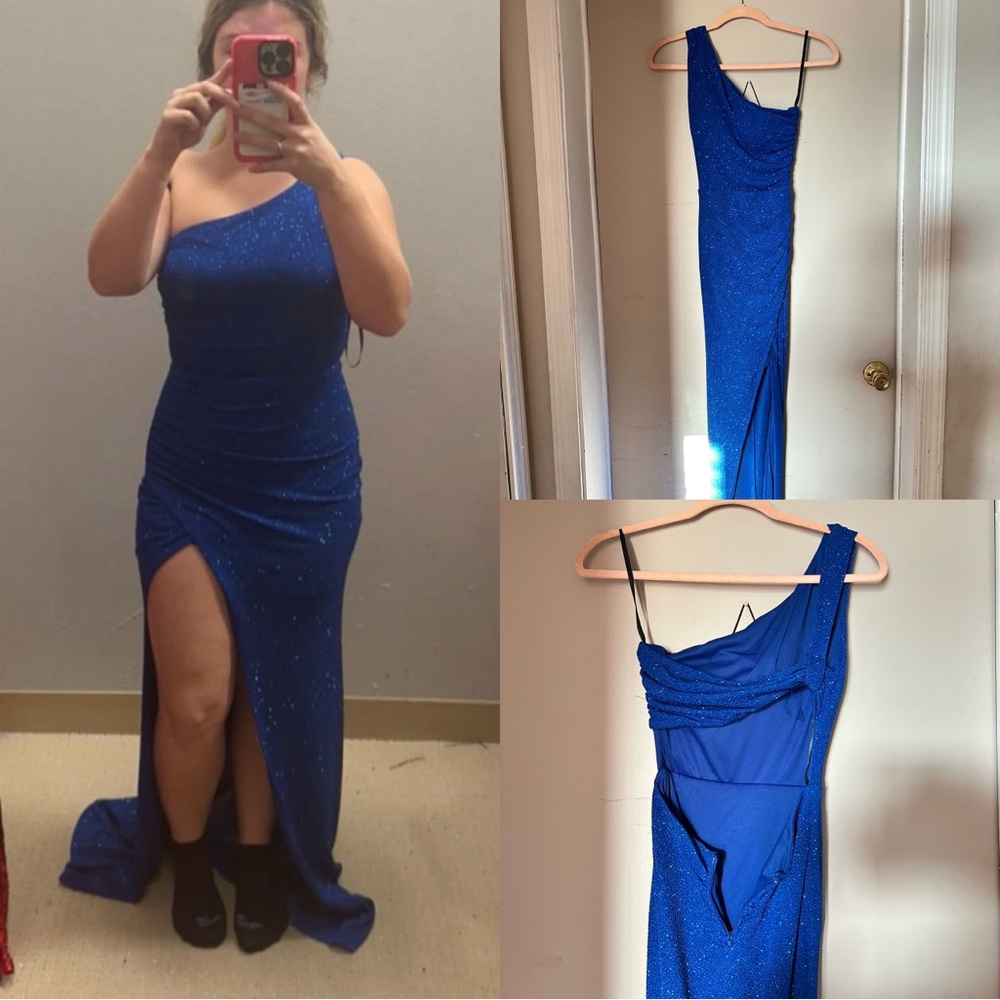 Stunning Sapphire One-Shoulder Gown